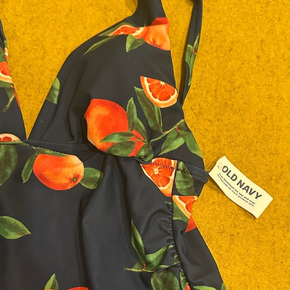 Old Navy Women's One Piece Swimsuit - Navy and Orange - Picture 2 of 4